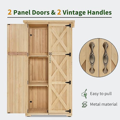 MCombo Wood Sheds & Outdoor Storage, Garden Tool Shed with Lock, Wooden Outdoor Storage Cabinet with Double Doors for Patio 1628 (Medium) - WoodArtSupply