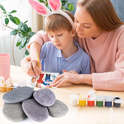 River Rocks for Painting 6 Pcs Extra Large 4.7-6.3 Inch Flat Smooth Painting Stones Craft Rock to Paint for Kids Crafts Painting Bulk dojobkinb