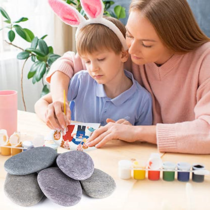 River Rocks for Painting 6 Pcs Extra Large 4.7-6.3 Inch Flat Smooth Painting Stones Craft Rock to Paint for Kids Crafts Painting Bulk