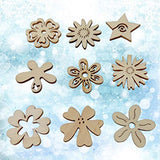 Healifty 50pcs Unfinished Wood Cutouts Assorted Flowers Shapes Wood Slices for DIY Craft Wedding Birthday Table Scatter Confetti Healifty
