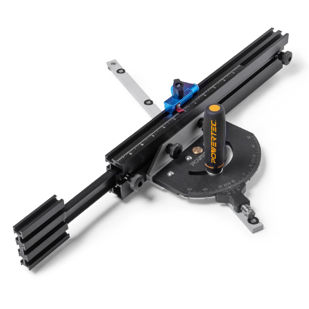 POWERTEC 71766 Precision Miter Gauge System for Table Saw Kit w/Telescoping Fence | 11 Preset Angle Stops, Extension Fence with Scale and Flip Stop POWERTEC
