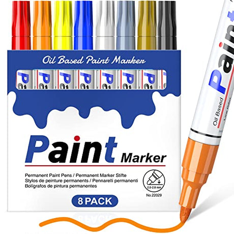 Permanent Paint Markers Paint Pens for Plastic Metal,Oil Based Paint Marker Pens Set, Quick Dry & Waterproof, Oil Paint Pen Paint Markers for Glass, AKARUED