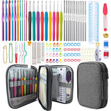 Weabetfu 102pcs Crochet Hooks Set Crochet Hook Kit with Case Ergonomic Crochet Needles for Arthritic Hands and Crochet Accessories Complete Crochet Weabetfu