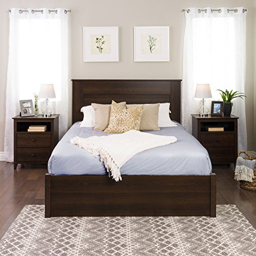 Prepac Stylish Flat Wood Panel Headboard for Queen Size Beds, Simplistic Wooden Queen Headboard 2.25" D x 64.5" W x 48" H, Espresso, EHFQ-1301-1 Prepac
