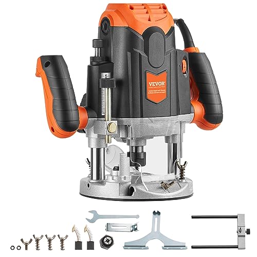 VEVOR Plunge Router, 3-1/4 HP, 120V, 12000-23000 RPM Variable Speed, Electronic Plunge Base Router, Plunge Woodworking Router Kit with Carry Case, VEVOR