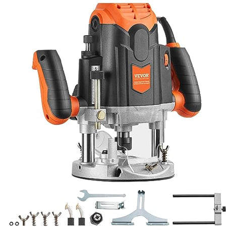 VEVOR Plunge Router, 3-1/4 HP, 120V, 12000-23000 RPM Variable Speed, Electronic Plunge Base Router, Plunge Woodworking Router Kit with Carry Case, VEVOR
