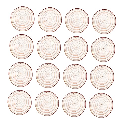 50pcs DIY Wood Chips Unfinished Wood Slices Unfinished Predrilled Wood Circles predrilled Wood Discs Home Decor Wood Round Slices Wedding Decor Xmas - WoodArtSupply