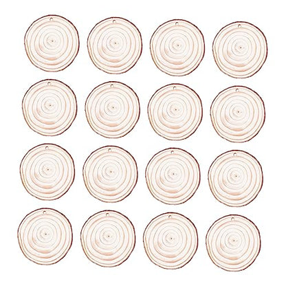 50pcs DIY Wood Chips Unfinished Wood Slices Unfinished Predrilled Wood Circles predrilled Wood Discs Home Decor Wood Round Slices Wedding Decor Xmas - WoodArtSupply