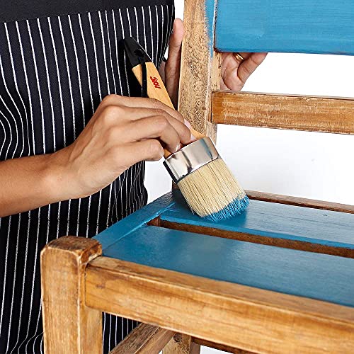 Chalk Wax Paint Brush 4PCs Set Including 3 Small Paint Brushes for Furniture Painting and 1 Large Chalk Brush, Bristle Paint Brushes Set Compatible MODERN ART SUPPLIES A PRODUCT OF SMARTVISION CO