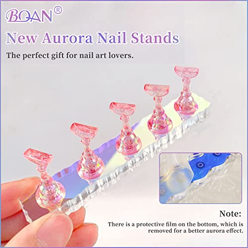 BQAN 2 Set Nail Holder for Painting Nails, Aurora Acrylic Nail Stand for Press on / Fake Nail Tips Training / Nails Display with 96 Pcs Reusable BQAN