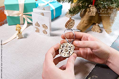 UGEARS 70043 U-Fidgets Happy New Gear Puzzle Pieces Set with 4 Models Anti-Stress 3D Puzzle Self Assembly Kit 4 Mini Miniature Model Mechanical UGears