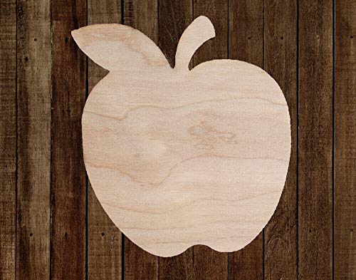 12" Apple Teacher Unfinished Wood Cutout Cut Out Shapes Painting Crafts - WoodArtSupply