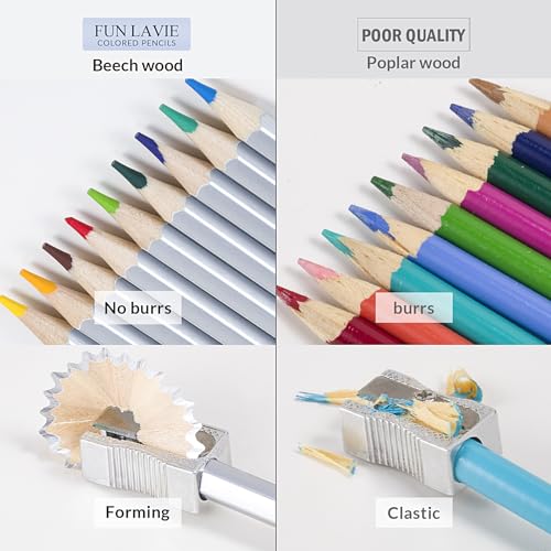 FUNLAVIE Colored Pencils 24 Coloring Pencils Premium Professional Art Drawing Pencil for Adults Coloring Book - WoodArtSupply