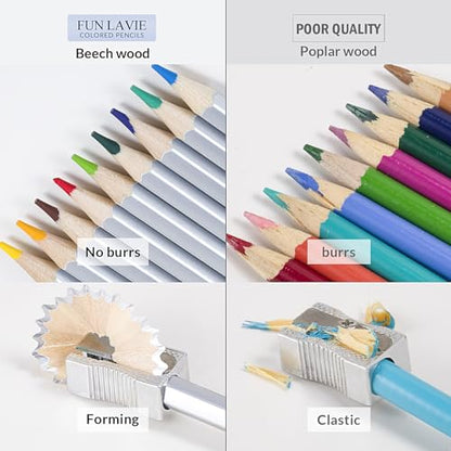 FUNLAVIE Colored Pencils 24 Coloring Pencils Premium Professional Art Drawing Pencil for Adults Coloring Book