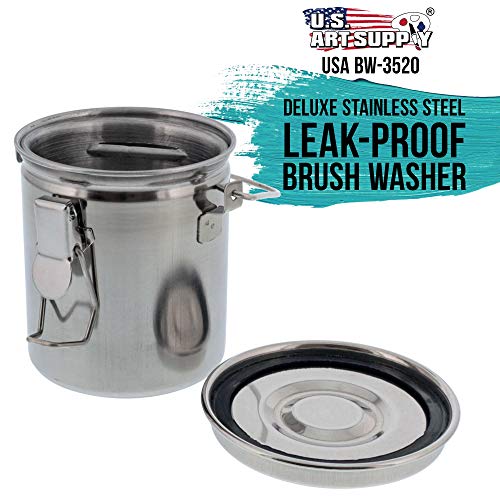 US Art Supply Stainless Steel Leak-Proof Deluxe Brush Washer US Art Supply