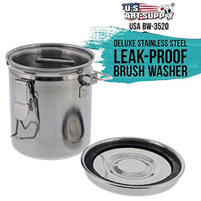 US Art Supply Stainless Steel Leak-Proof Deluxe Brush Washer