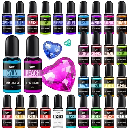 Epoxy Resin Pigment - 30 Colors Concentrated Liquid Epoxy Resin Dye, Transparent Resin Colorant for Resin Coloring, DIY Resin Jewelry Making, Resin Vividye