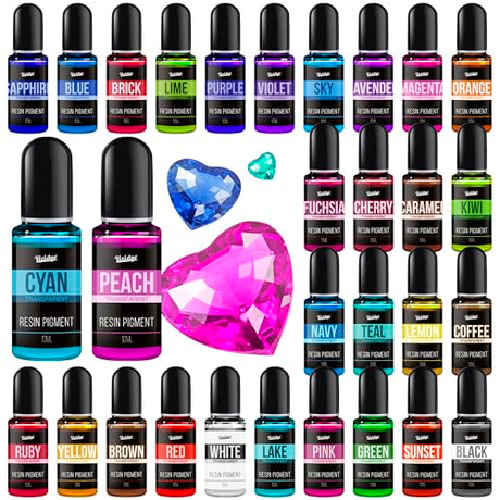 Epoxy Resin Pigment - 30 Colors Concentrated Liquid Epoxy Resin Dye, Transparent Resin Colorant for Resin Coloring, DIY Resin Jewelry Making, Resin Vividye