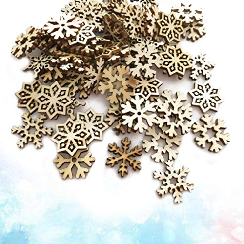 ABOOFAN 100pcs Pieces Unfinished Wood Snowflake Ornaments Holiday Slices Cutouts Christmas Tree Snowflake Ornaments Wooden Christmas Ornaments Wood ABOOFAN