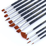 Transon 12pcs Professional Paint Brush Set for Acrylic Watercolor Gouache Ink Rock Craft Face Painting TRANSON