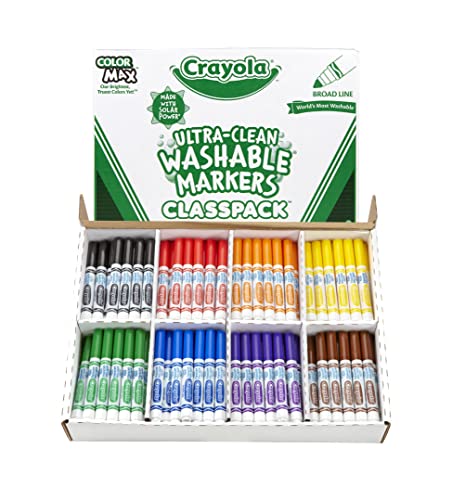 Crayola Broad Line Washable Markers - 200ct (8 Assorted Colors), Kids Bulk Classroom Markers, Back to School Supplies for Teachers, Ages 3+ Crayola