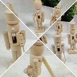 Sizet Unfinished Wood Nutcracker Ornaments Unpainted Mini Wooden Figurines, Set of 6 Sizet