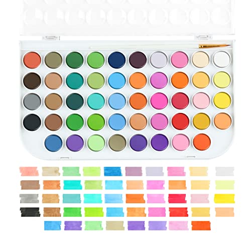 Transon 48-Color Watercolor Kit with 4pcs Paint Brush Set for Adults, Students, Beginners and Artists TRANSON
