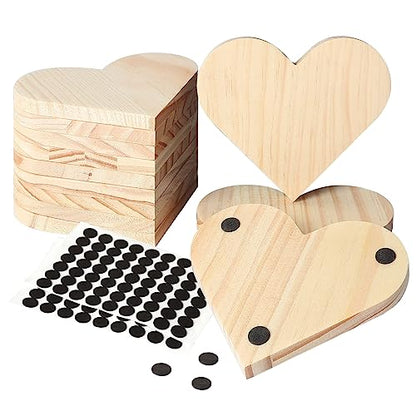 12 Pieces Unfinished Wood Coasters, GOH DODD 4 Inch Heart-Shaped Blank Wooden Coasters Crafts Coasters for DIY Architectural Models Drawing Painting