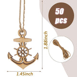 50 pcs Anchor Rudder Wooden Cutouts for Crafts, Unfinished Wood Ornaments DIY Wood Slices with Holes for Ocean Themed Party Kids Crafts Scrapbooking SSYHQAX