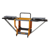 Bora Portamate - PM-8000 Miter Saw Stand Work Station | Mobile Rolling Table Top Workbench | Orange & Grey with Folding Wing Extensions Orange/Black Bora