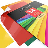 ARTEZA HTV Vinyl Bundle, 14 Multi-Color Iron On Heat Transfer Sheets, 10x12 Inches, Flexible & Easy to Weed, Use with Any Craft Cutting Machine, ARTEZA