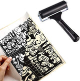 Hard Rubber Brayer Roller,Anti Skid Tape Construction Tool for Printmaking Wallpapers Stamping Gluing Application (3.8 Inch) Rocutus
