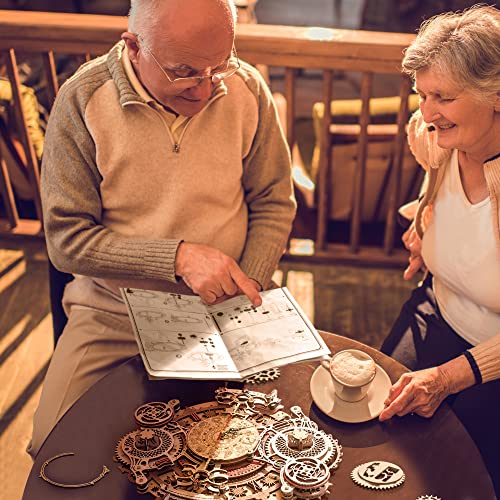 ROBOTIME 3D Wooden Puzzles for Adults, Models for Adults to Build Wooden Steampunk Clock Kit, DIY Mechanical Wall Quartz Aesthetic Room Decor Unique ROBOTIME