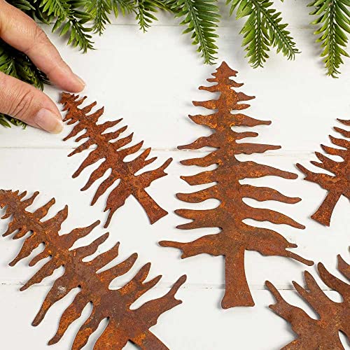 Group of 10 Assorted Rusty Pine Tree Cutouts for Christmas Decorating and Primitive Displays by Factory Direct Craft Factory Direct Craft