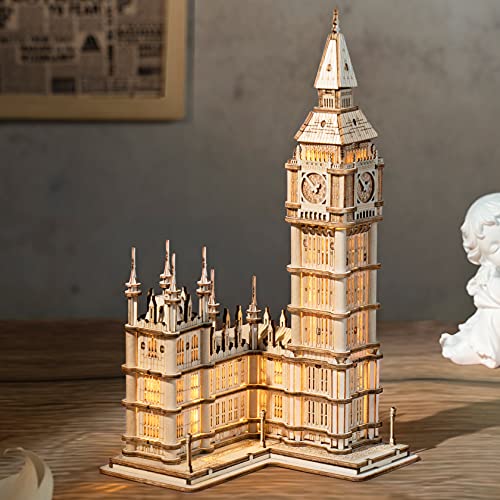 Rolife 3D Wooden Puzzles Big Ben Craft Model Kits for Adults to Build Birthday Gift for Family and Friends - WoodArtSupply