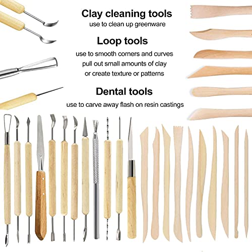 Augernis 57PCS Ceramic Clay Tools Set with Plastic Case Modeling Pottery Sculpting Tools Kits for Beginners Professionals Kids After School Ceramics Augernis