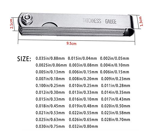 Jiayouy 13 Pieces Luthier Tools Including 32 Blades Feeler Gauge 9pcs Understring Radius Gauge Guitar Neck Notched Straight Edge String Action Gauge Jiayouy