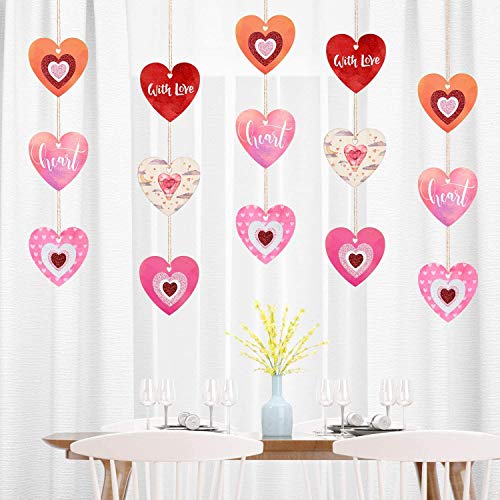 HLARTNET 30 Pcs 3" Wooden Heart Slices Ornaments - Valentines Day Crafts DIY Wood Heart Cutout Hanging Decor with Glitter Heart Foam Sticker for Home - WoodArtSupply