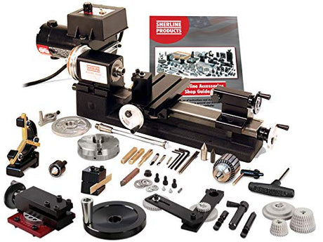 Sherline 4530C (Metric Version) 3.5" X 8″ Lathe with Zero Adjustable Handwheels + Package C (CNC Upgrade not Included but can be Purchase Computerized Sherline CNC control (Windows OS)
