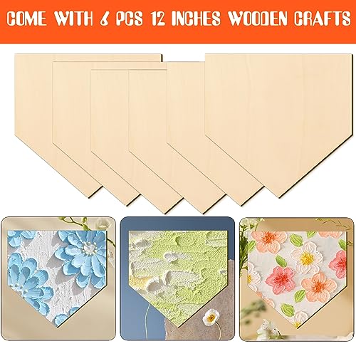 6 Pcs Unfinished Wood for Crafts Wooden Home Plate Baseball Softball Unfinished Wood Baseball Plaque Baseball Home Plate Softball Blank Wood Cutouts YLOLUL