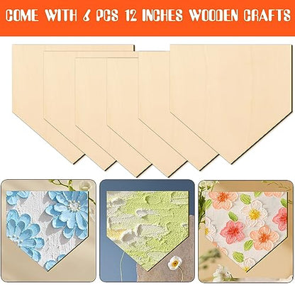 6 Pcs Unfinished Wood for Crafts Wooden Home Plate Baseball Softball Unfinished Wood Baseball Plaque Baseball Home Plate Softball Blank Wood Cutouts