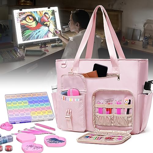 Fasrom Diamond Painting Carrying Case for A3 Light Pad, Diamond Painting Storage Bag with Padded Sleeve to Hold A3 LED Light Box and Diamond Art Fasrom