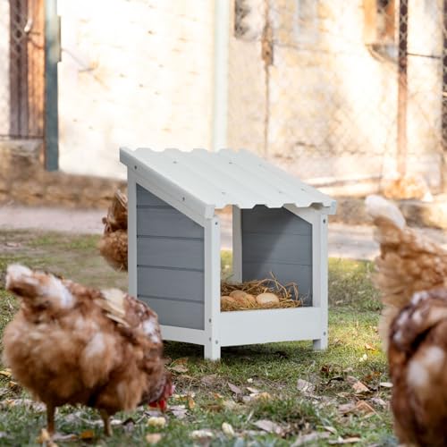 PETSFIT Nesting Boxes for Chicken Coop, Wood Single Compartment Chicken Nesting Boxes for Laying Eggs with PVC Roof for Hens, Ducks, and Poultry - WoodArtSupply