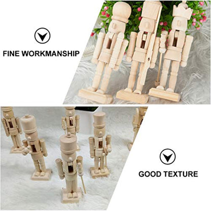 SEWACC 6 Pcs Christmas Nutcracker Wooden Nutcracker Ornaments Unfinished Wood Christmas Decoration Unfinished Nutcracker Figurines Puppet for Home