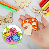 80PCS Wooden Spring Ornaments to Paint, 8 Styles DIY Blank Unfinished Wood Cutouts Ornament for Home Crafts Hanging Decorations, Insect Dragonfly Sophena