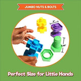 Jumbo Nuts and Bolts For Toddlers - Fine Motor Skills Rainbow Matching Game Montessori Toys For Toddlers & Toddler Games | 12 pc Occupational Therapy KIDS KORNER