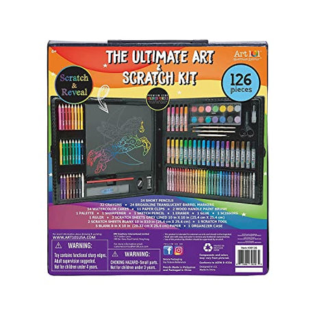 Art 101 Budding Artist Ultimate Art and Scratch Art Kit, Assorted Colors, 126 Pieces (30126) Art 101 USA