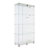 Zipzop Contemporary 64.5'' 4-Shelf Glass Display Cabinet with Two Doors in Upgrade White Zipzop