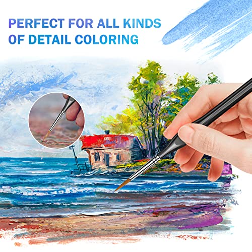 11Pcs Paint Brushes,Miniature Paint Brushes with Ergonomics Grip Handles,Detail Paint Brush Set for Fine Detailing & Art Painting - Acrylic,