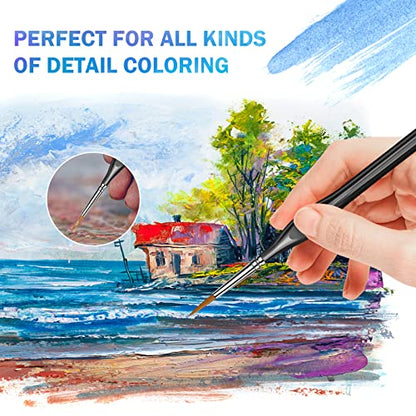 11Pcs Paint Brushes,Miniature Paint Brushes with Ergonomics Grip Handles,Detail Paint Brush Set for Fine Detailing & Art Painting - Acrylic,
